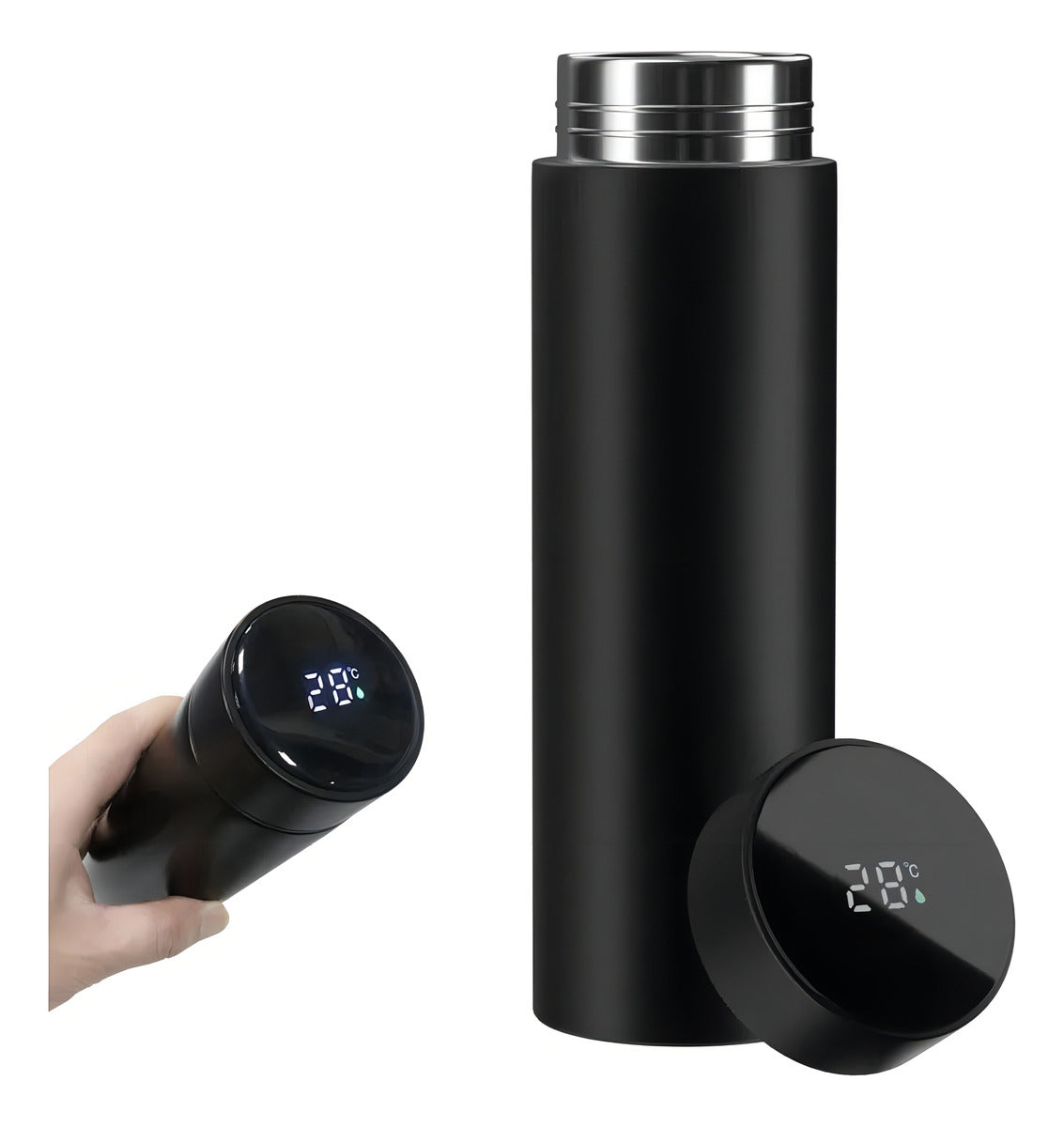 Medidas e detalhes técnicos da Garrafa Térmica Inteligente.